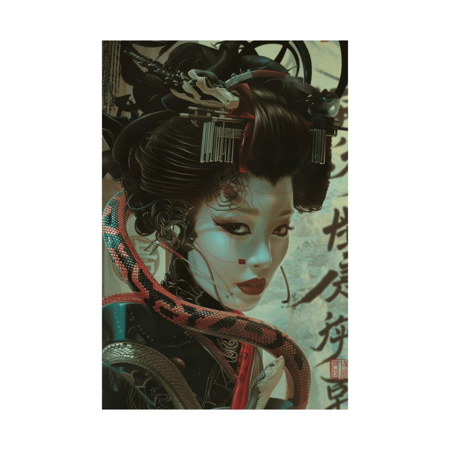 Cyber Geisha’s Embrace Posters