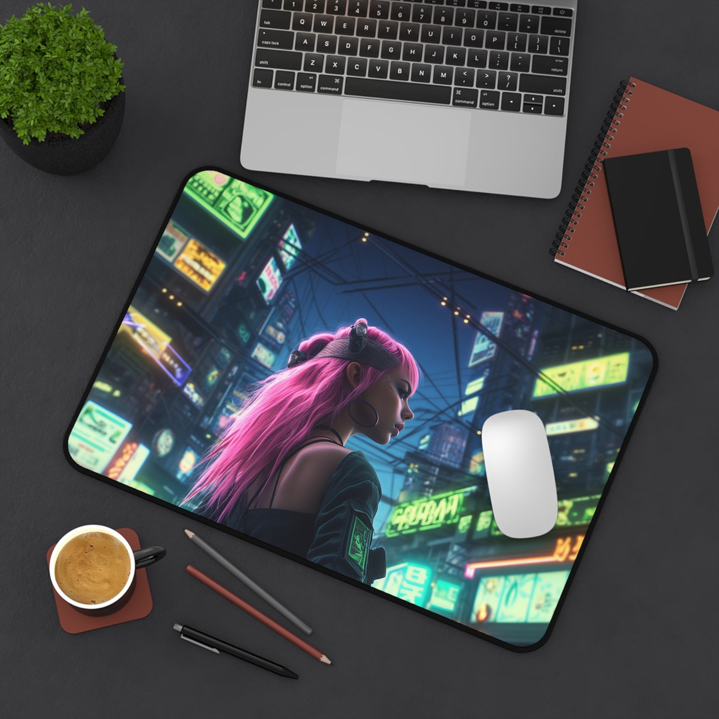 Neon Dreamscape Desk Mat