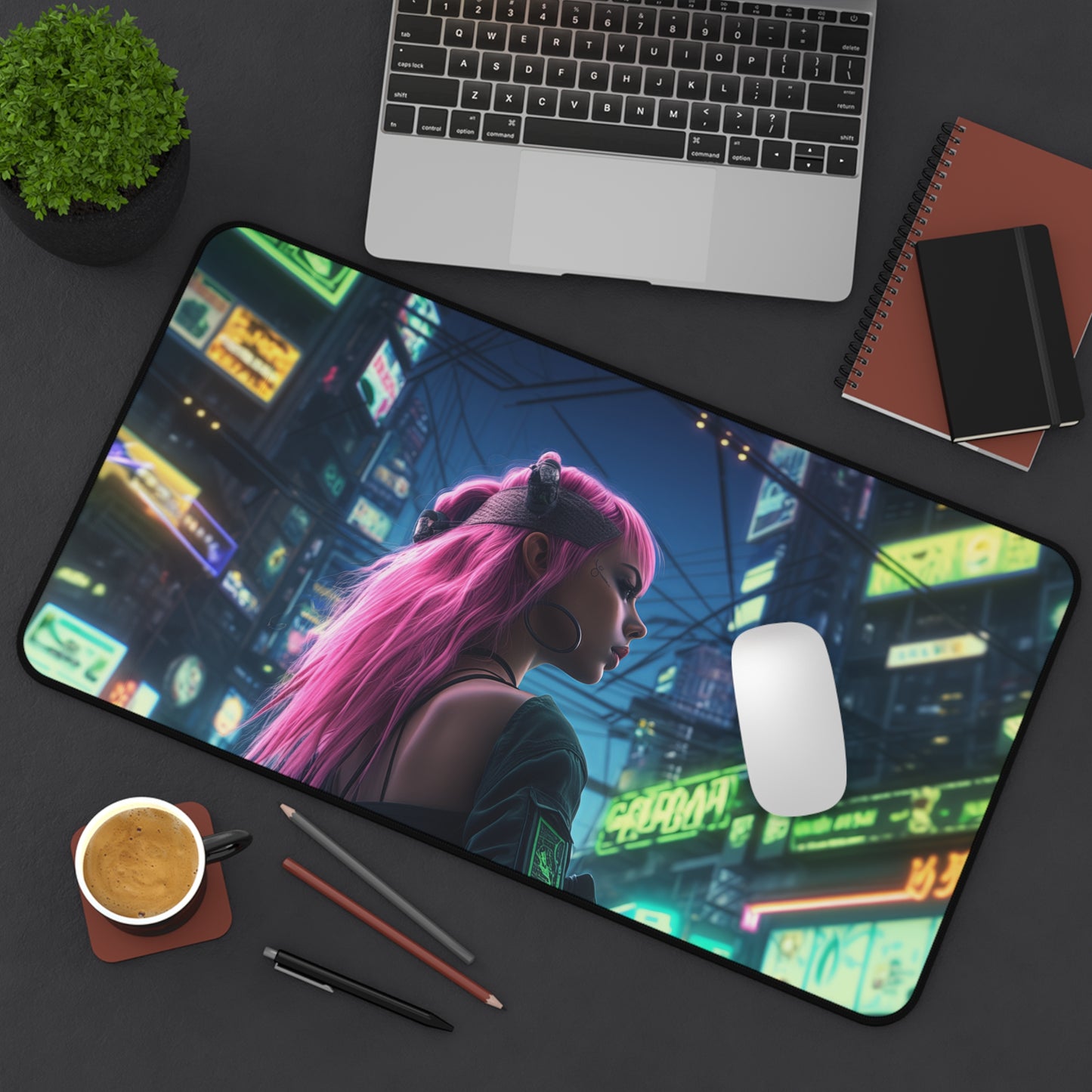 Neon Dreamscape Desk Mat