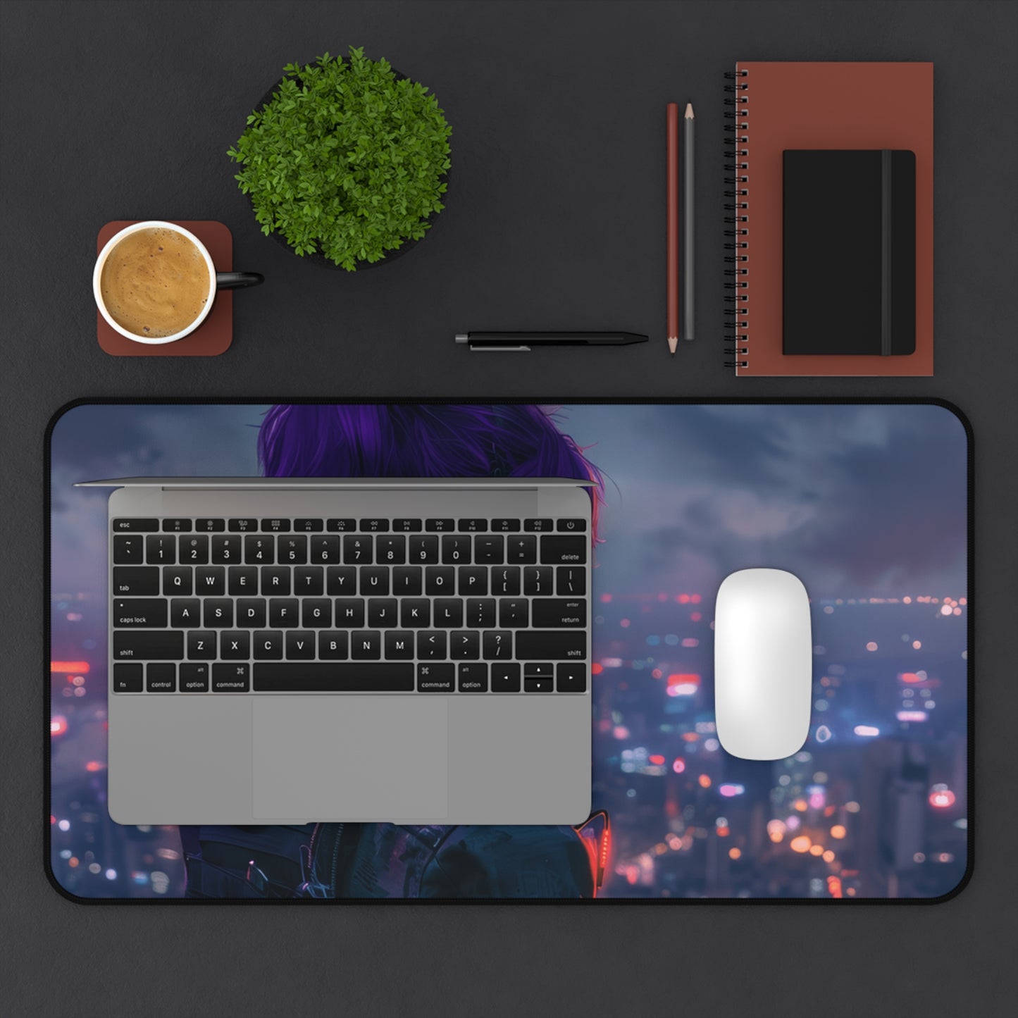 Vista of Neon Reverie Desk Mat