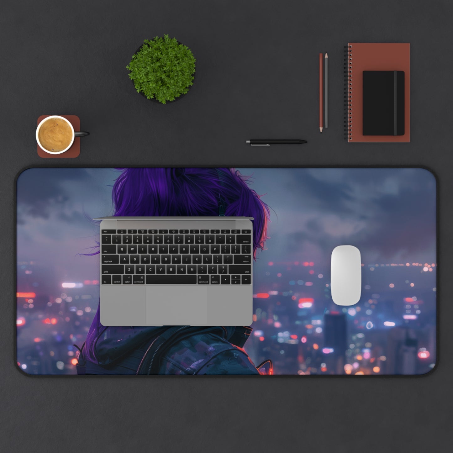 Vista of Neon Reverie Desk Mat