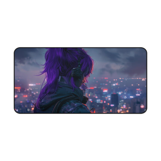 Vista of Neon Reverie Desk Mat