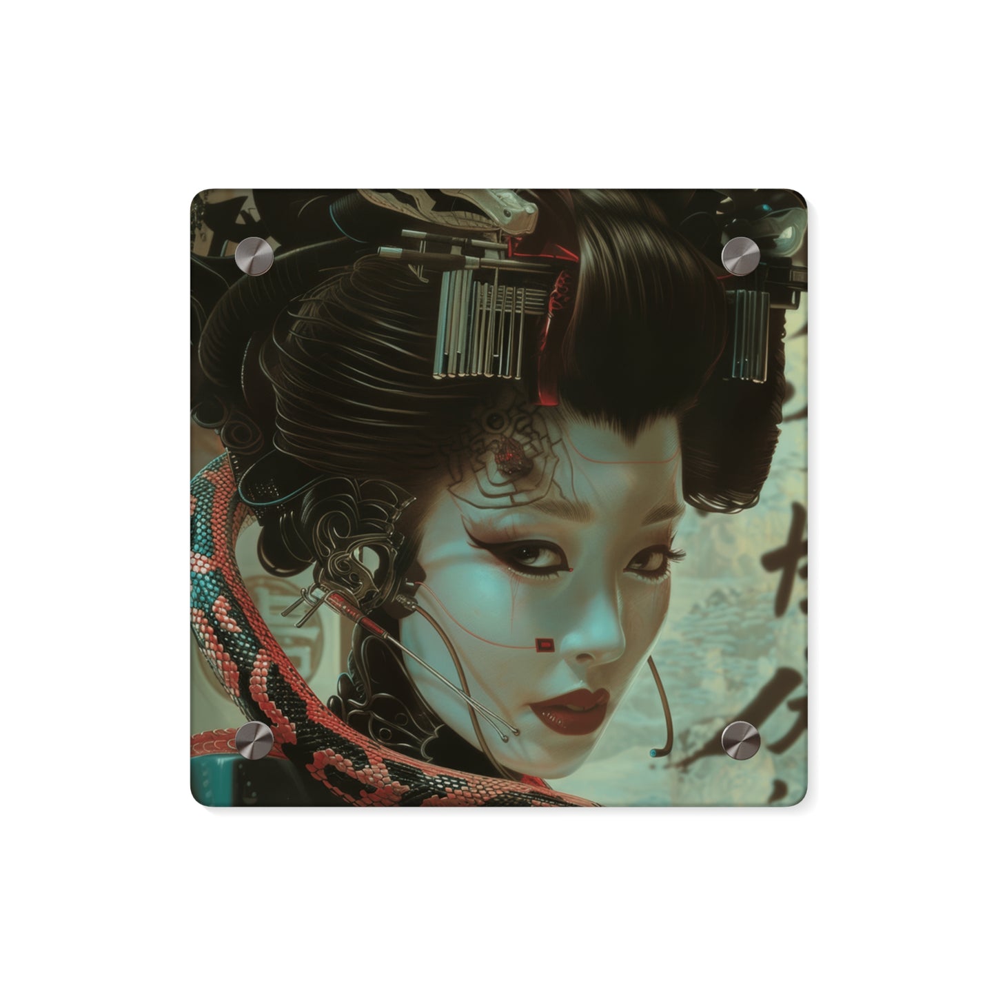 Cyber Geisha’s Embrace Acrylic Art Panels