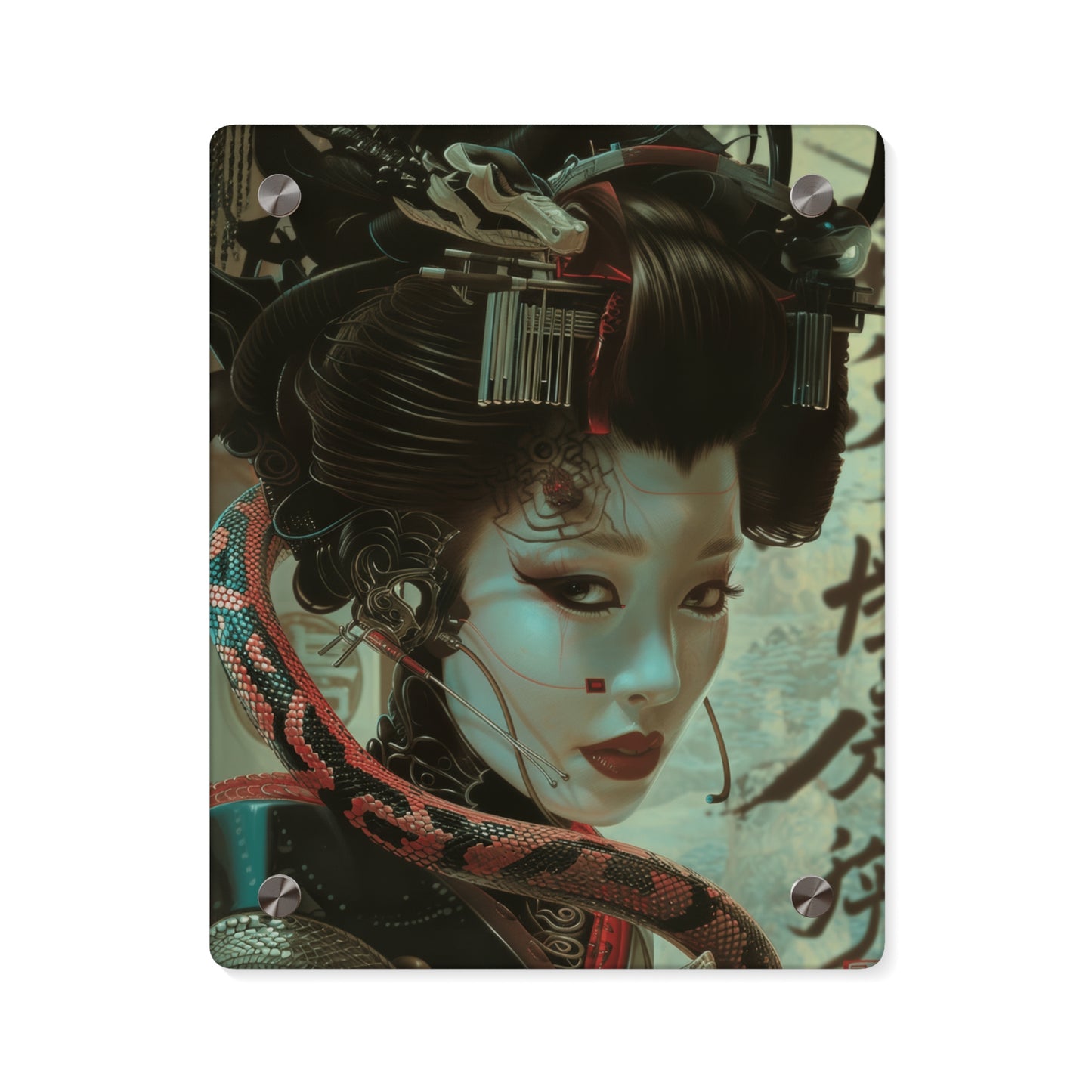 Cyber Geisha’s Embrace Acrylic Art Panels