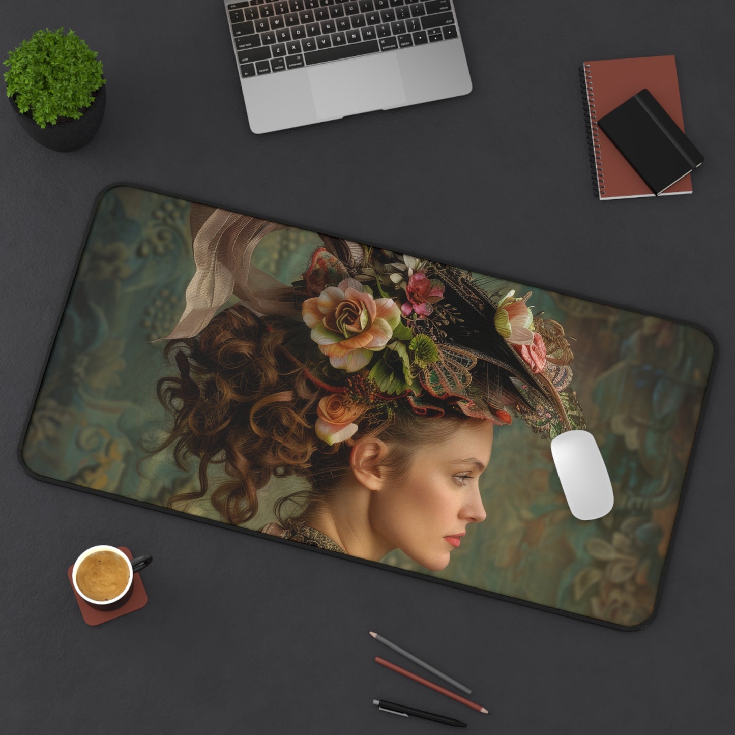 Floral Fantasia in Baroque Desk Mat