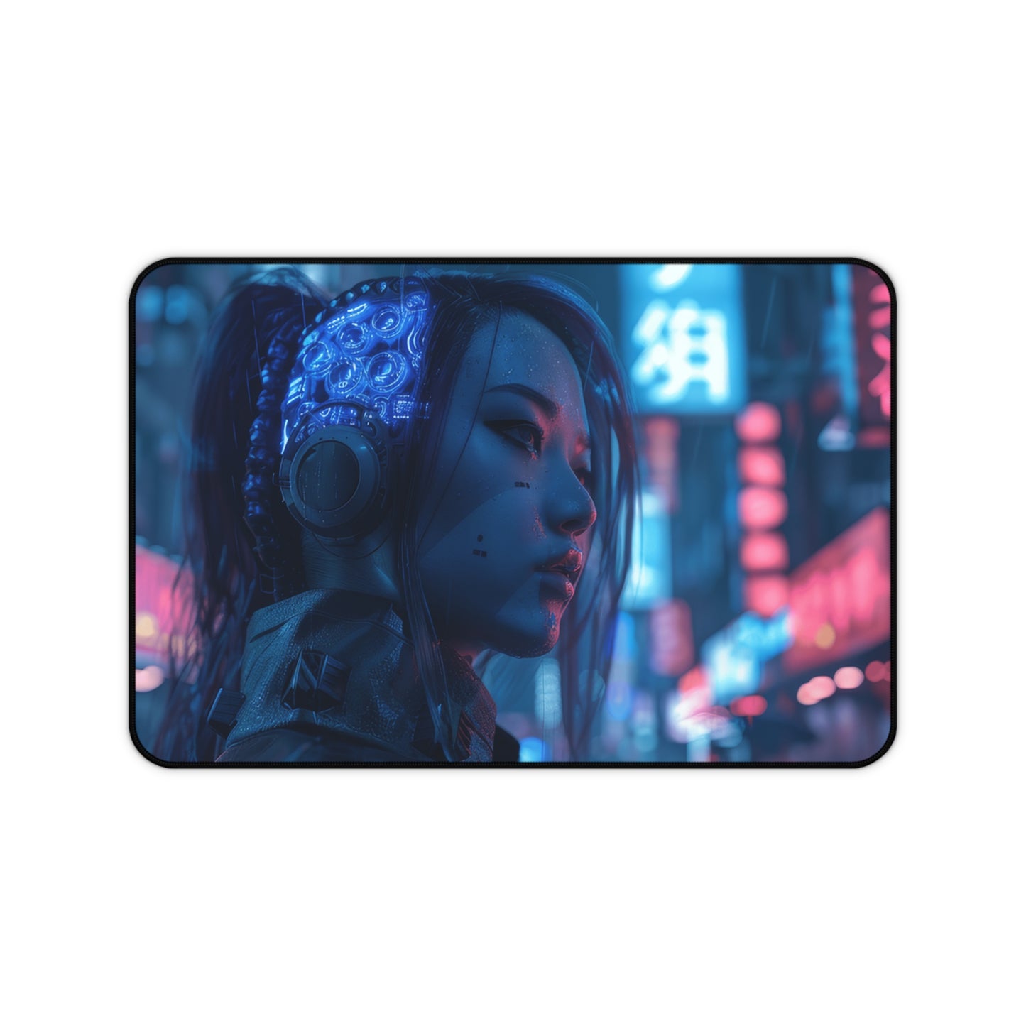 Neon Rain Desk Mat