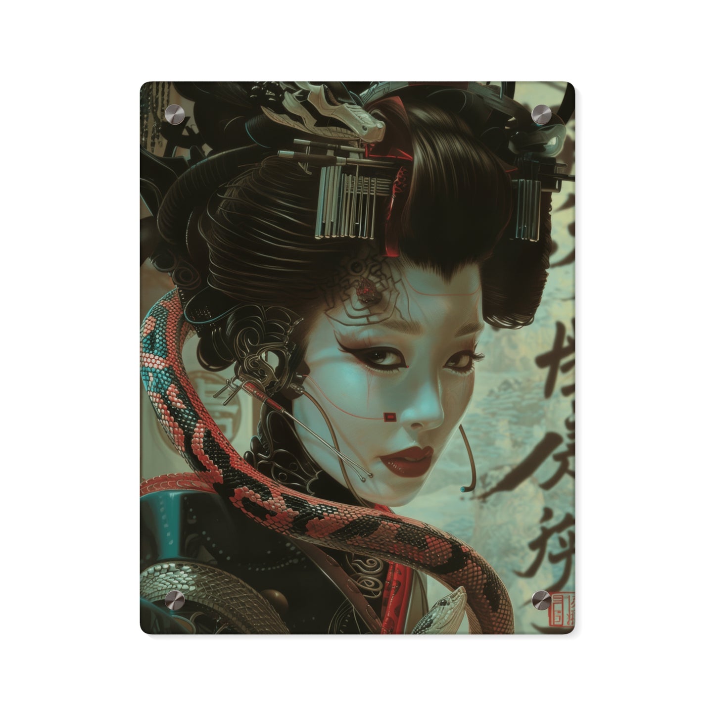 Cyber Geisha’s Embrace Acrylic Art Panels