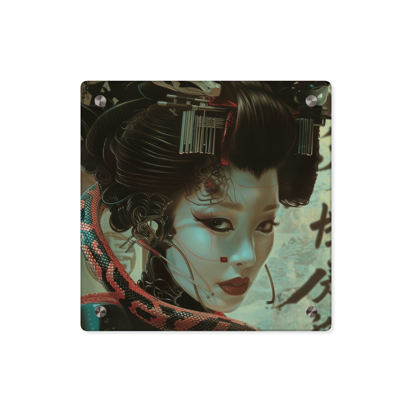 Cyber Geisha’s Embrace Acrylic Art Panels