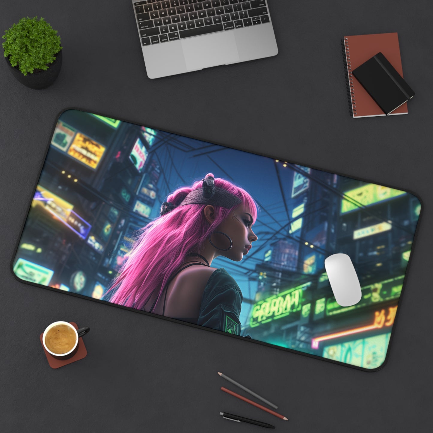 Neon Dreamscape Desk Mat