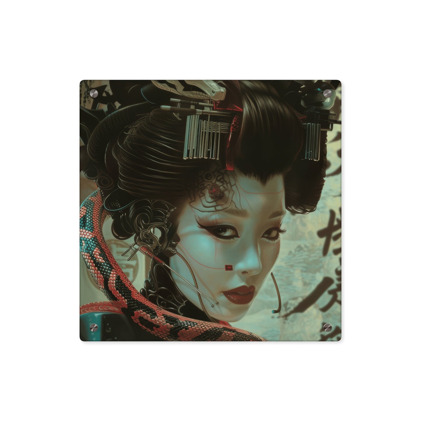 Cyber Geisha’s Embrace Acrylic Art Panels