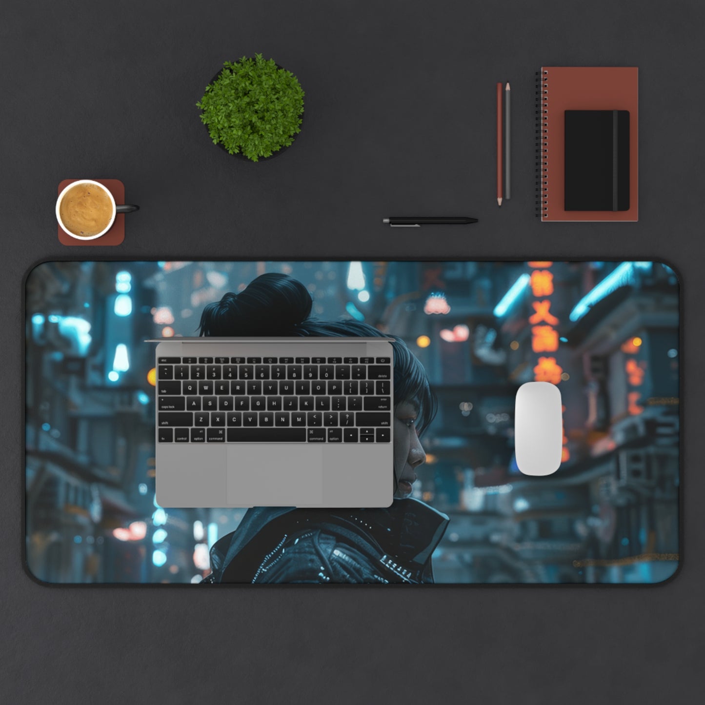 Watcher of the Neon Labyrinth Desk Mat